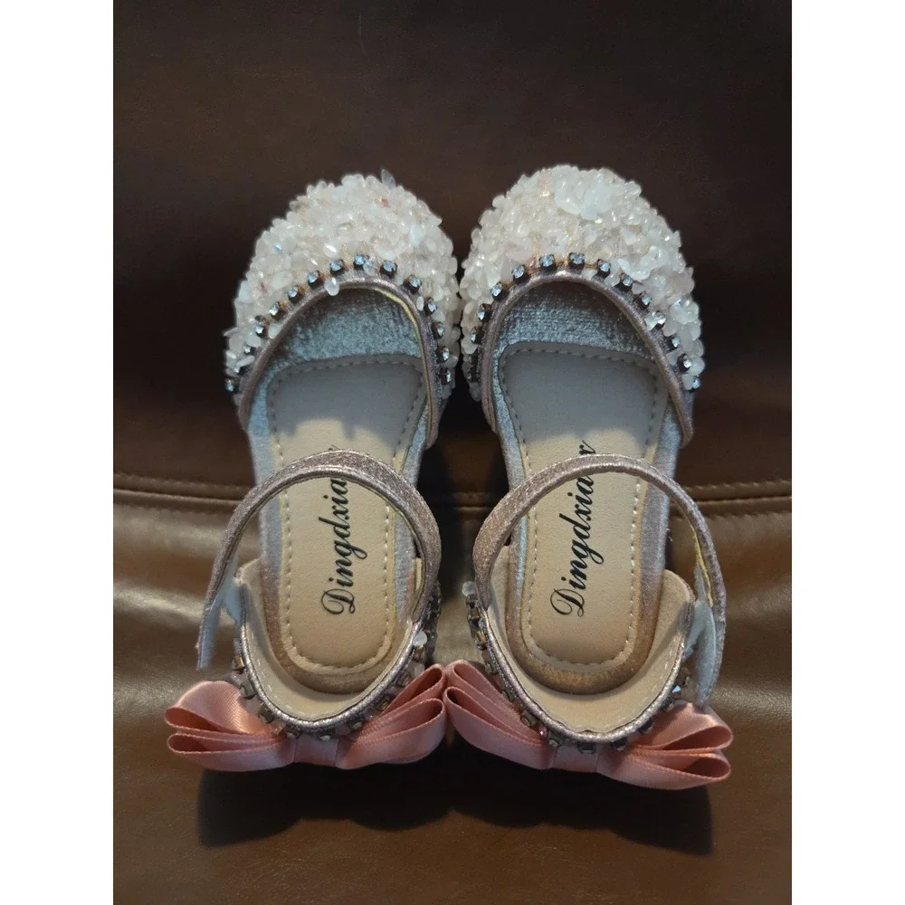 DINGDXIAOX‎ RIBBON GLITTER Pink BABY TODDLER SHOES SANDALS Size 6.5 US 22 EUR